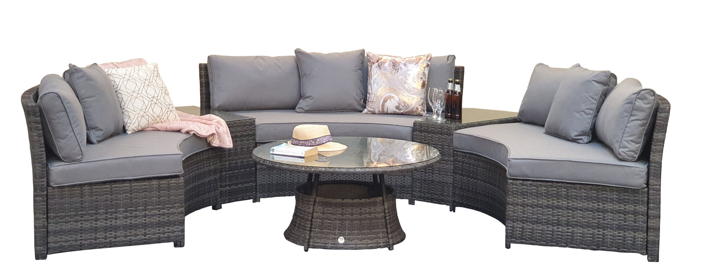 Signature Weave - Outdoor Furniture - Juliet - Half Moon Sofa Set In Mixed Grey